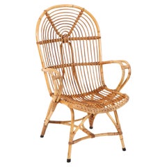 Retro Mid-Century Modern Rattan Lounge Chair, 1960s