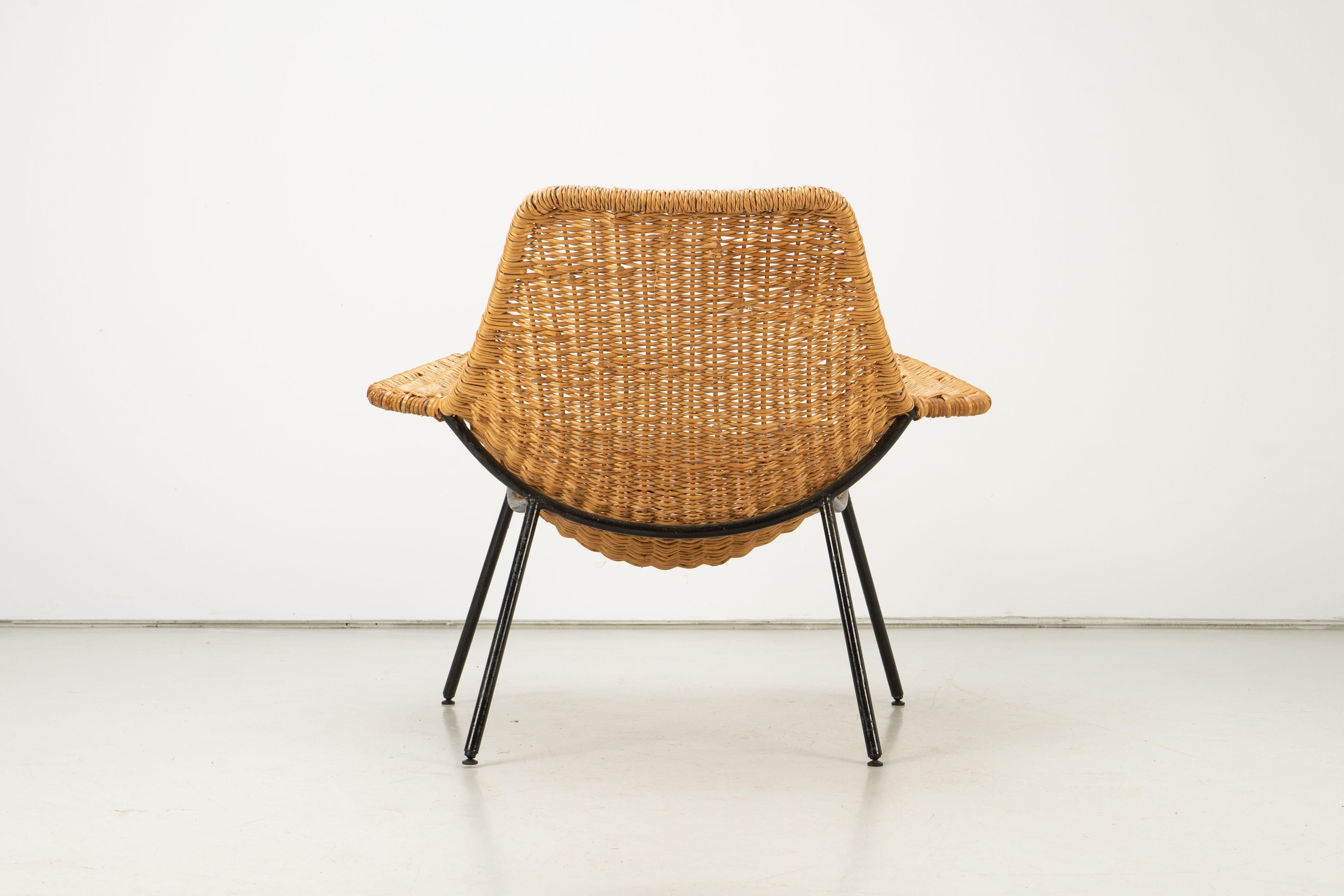 Mid-Century Modern Rattan Lounge Chair by Giancarlo De Carlo, Italy, 1954 For Sale 1