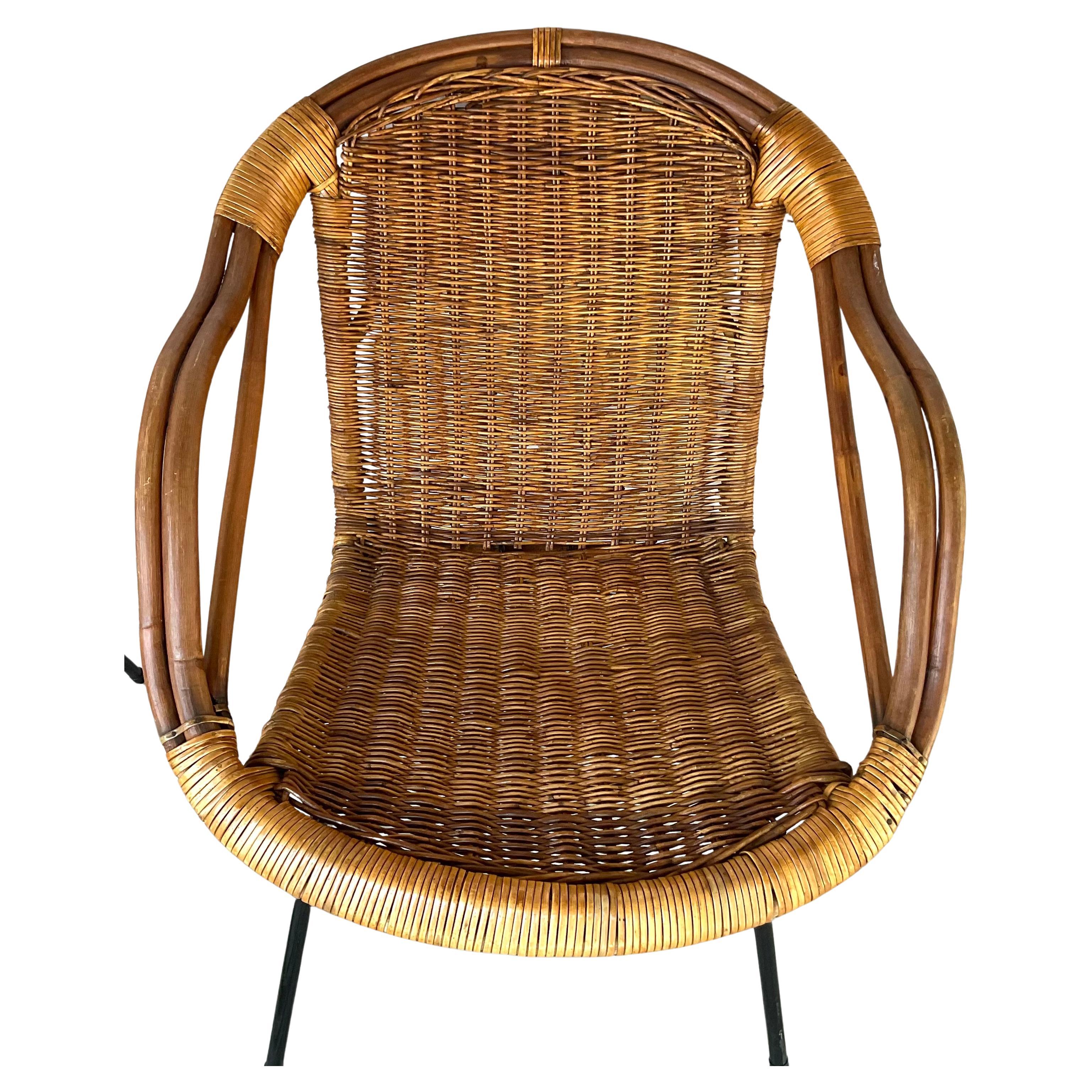 Mid-Century Modern Rattan Lounge Chairs, Set of Two In Good Condition In Bradenton, FL