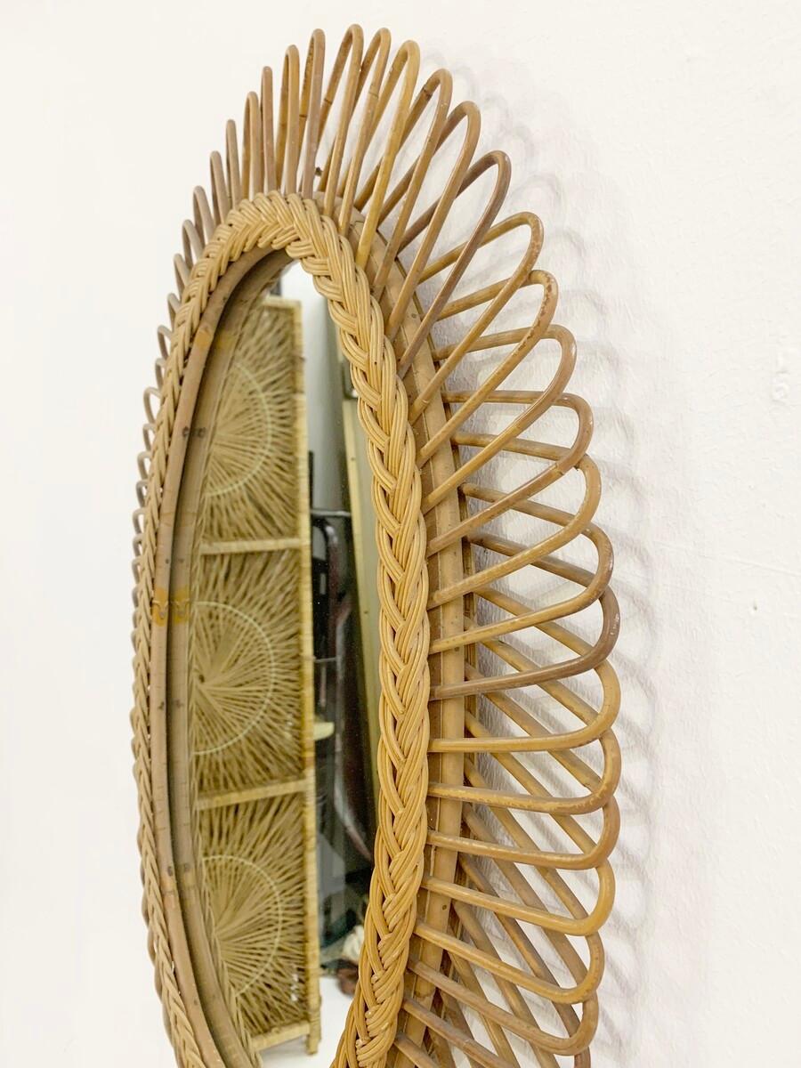 Italian Mid-Century Modern Rattan Mirror, Italy, 1950s