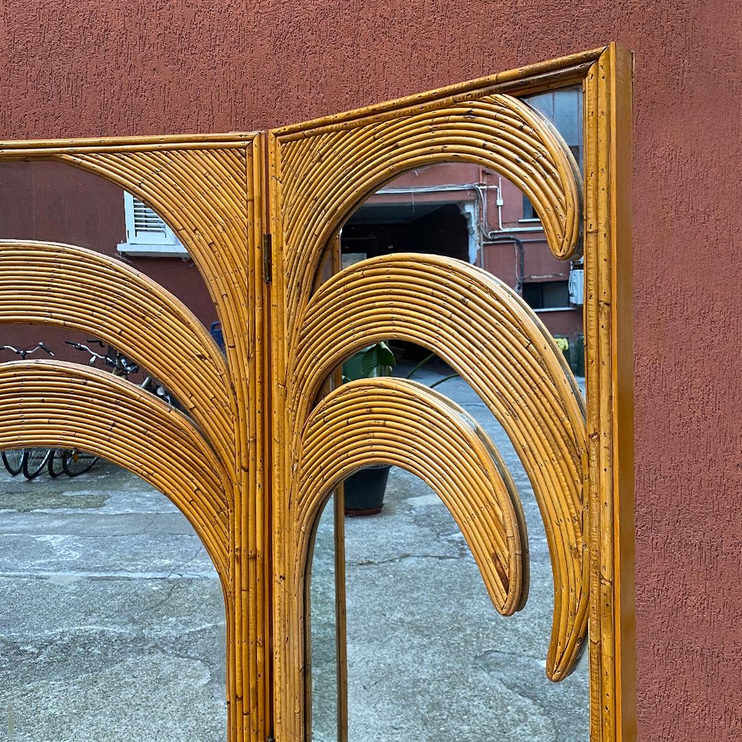 Late 20th Century Mid-Century Modern Rattan Mirror with Three Doors by Vivai del Sud, 1970s