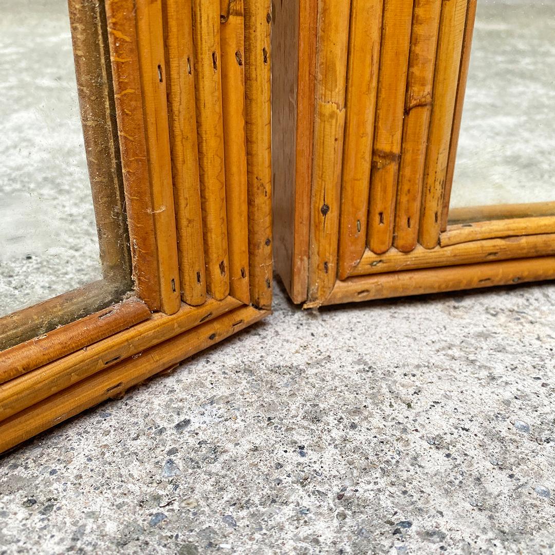 Mid-Century Modern Rattan Mirror with Three Doors by Vivai del Sud, 1970s 1