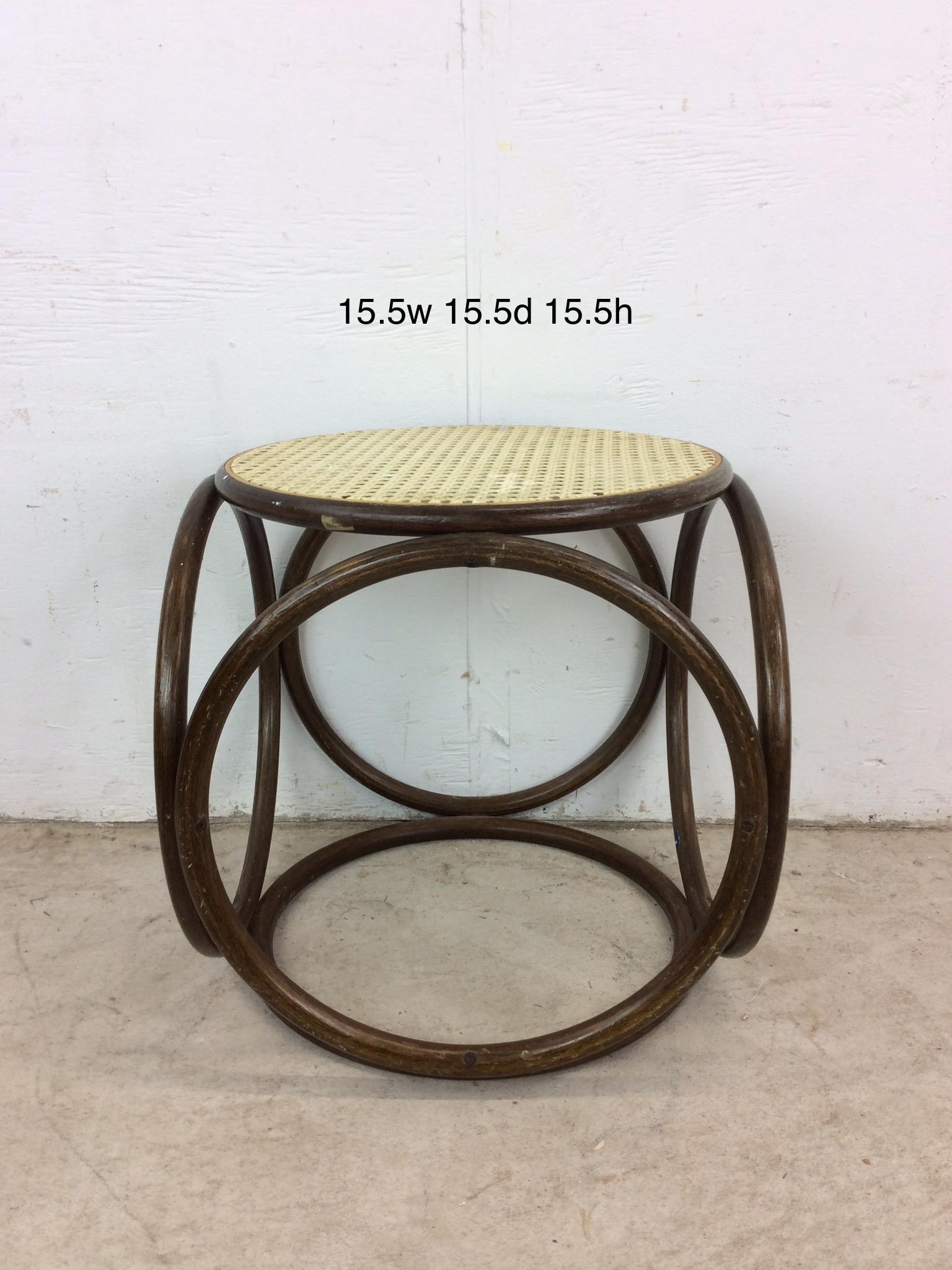 Otomana de Ratán Moderna de Mitad de Siglo con Tapa de Caña en venta 10