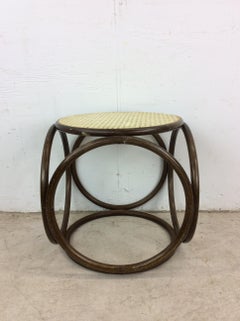 Ottomana in rattan moderna del metà del secolo scorso con piano a canne