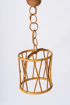 Mid Century Modern Rattan Pendant - France 1960's