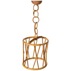 Mid Century Modern Rattan Pendant - France 1960's