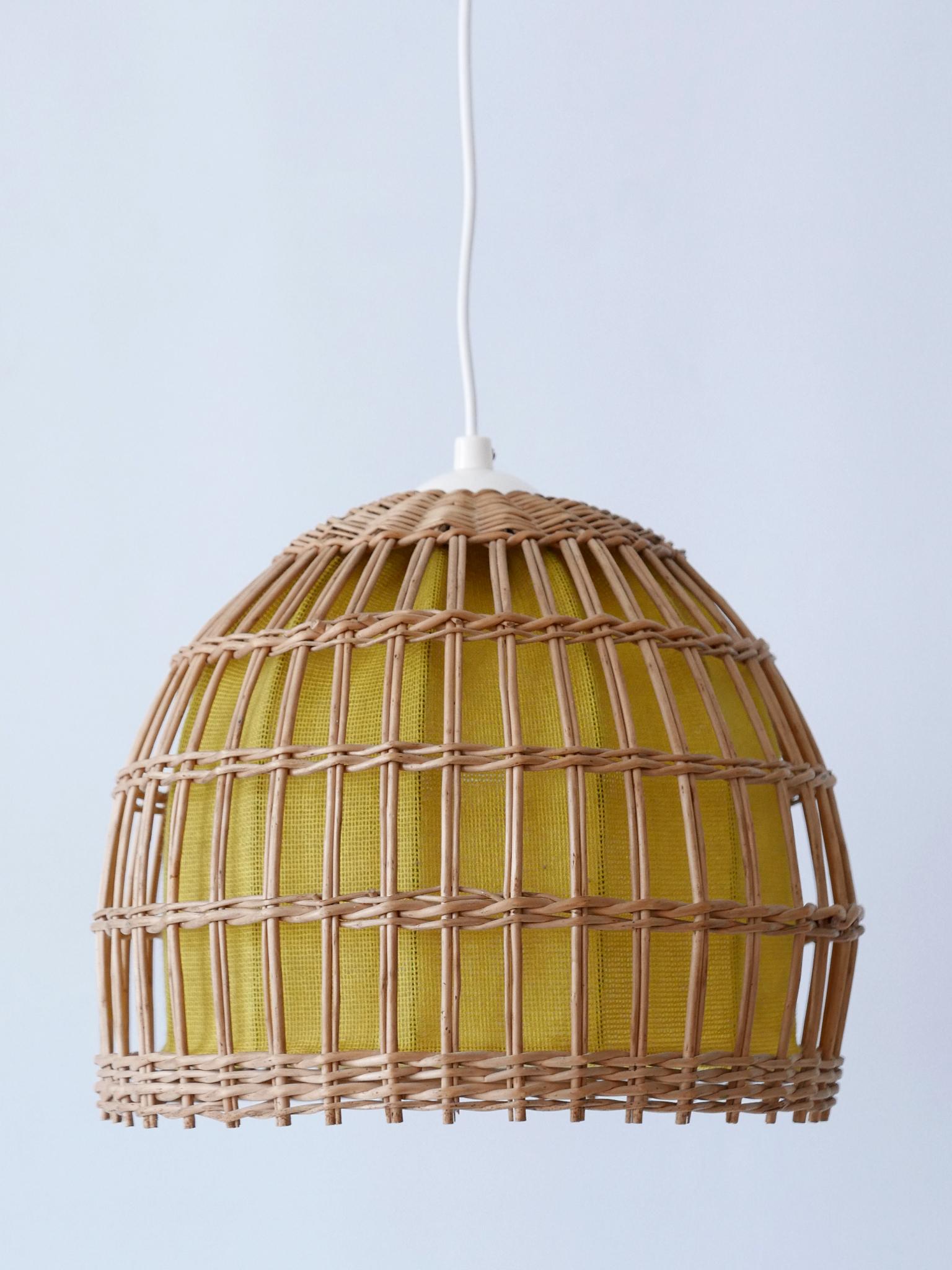 Mid-Century Modern Rattan Pendant Lamp or Hanging Light Germany 1960s In Good Condition For Sale In Munich, DE