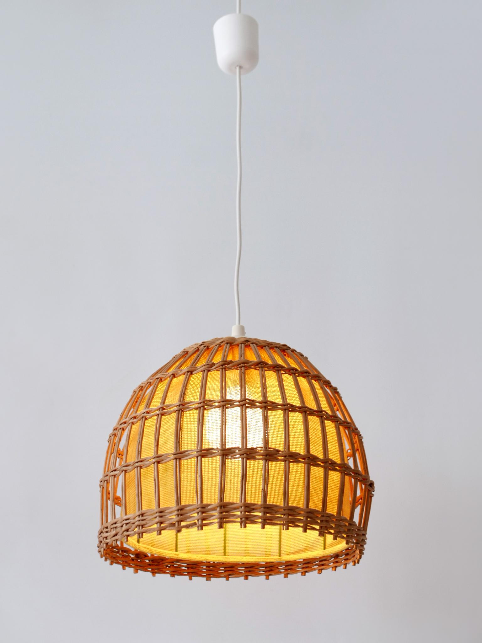 Mid-Century Modern Rattan Pendant Lamp or Hanging Light Germany 1960s For Sale 1