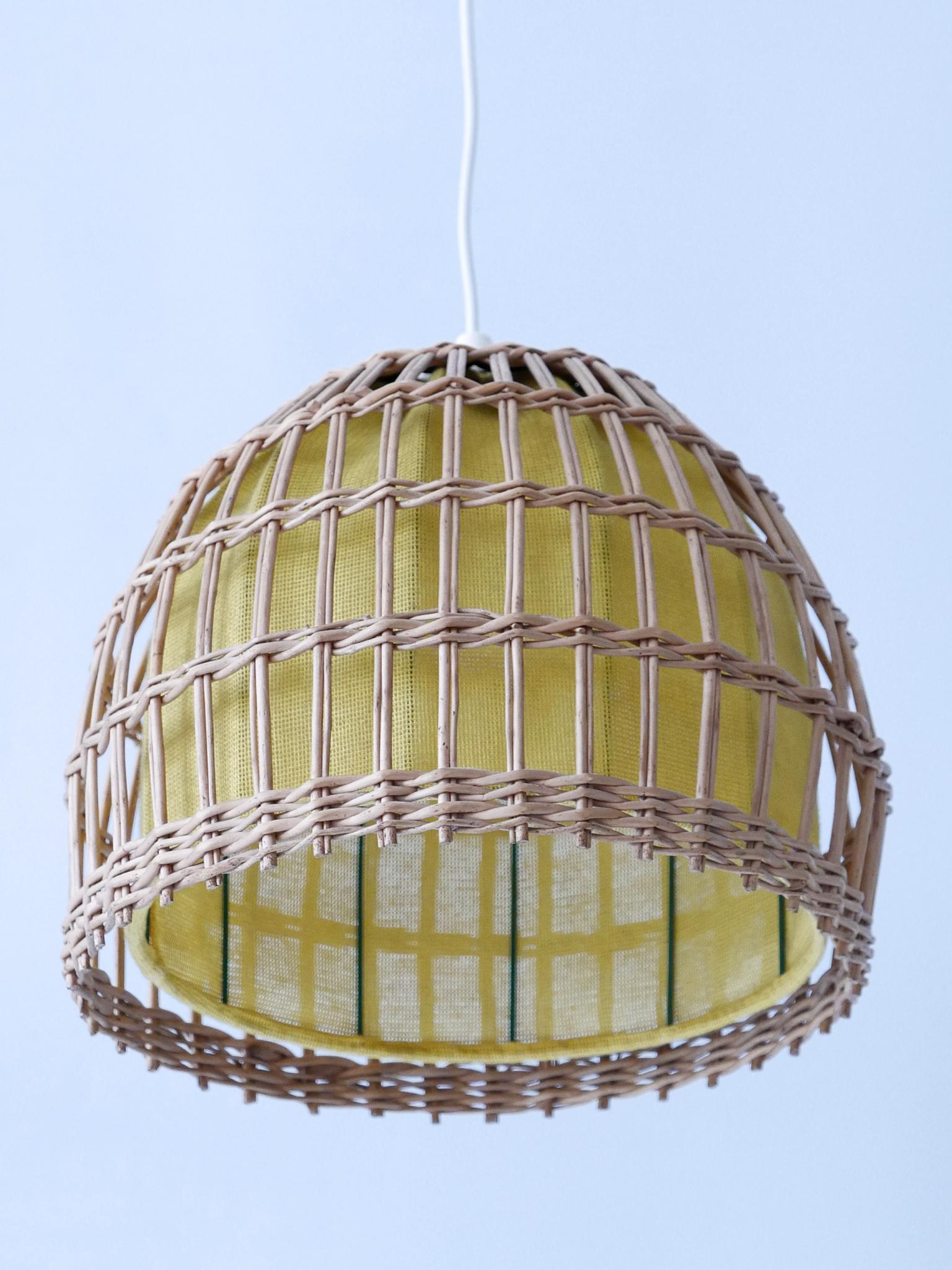 Mid-Century Modern Rattan Pendant Lamp or Hanging Light Germany 1960s For Sale 2