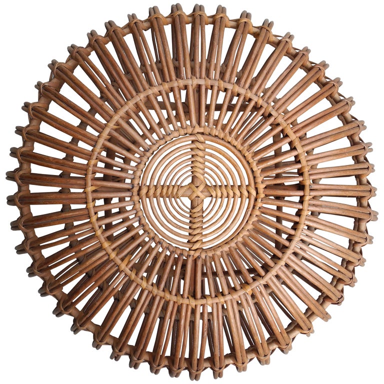 Mid-Century Modern Rattan Pouf or Ottoman by Franco Albini at 1stDibs
