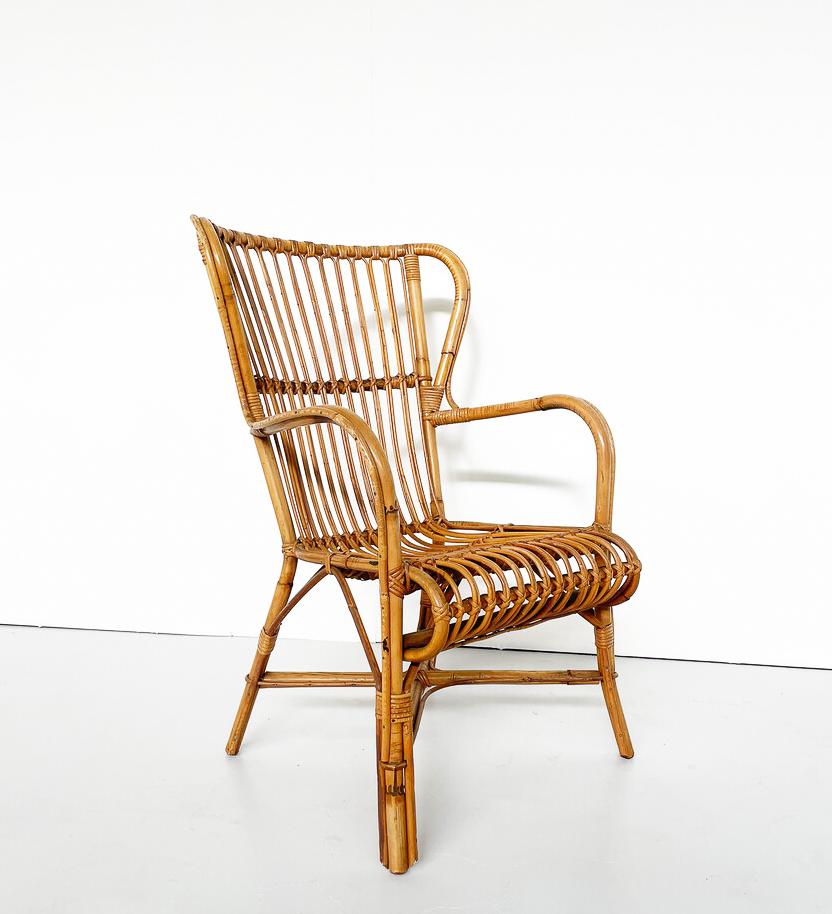 Ensemble de sièges en rotin de style mi-siècle moderne, Italie, 1970 en vente 1