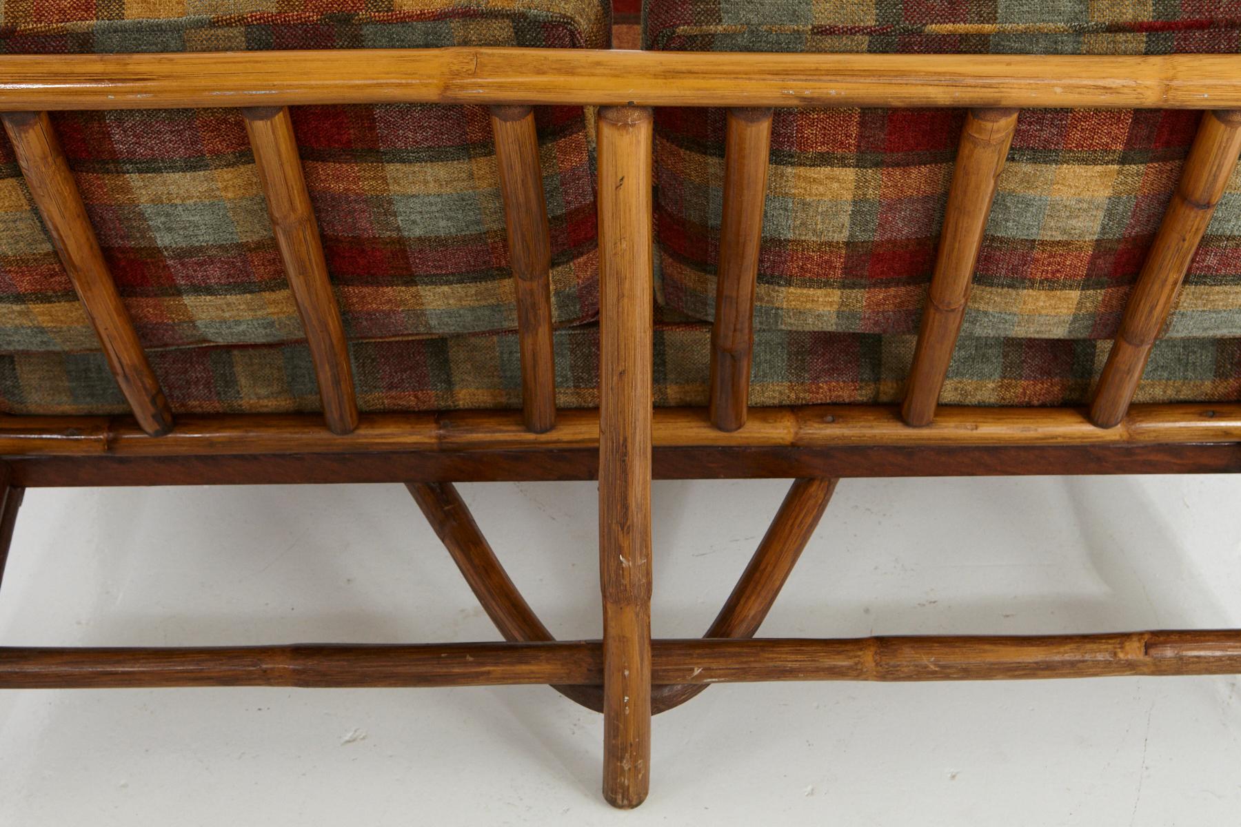 Mid-Century Modern Rattan Settee in the Style of John Wisner for Ficks Reed For Sale 3