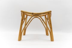 Mid-Century Modern Rattan Stool, Italy 1950s