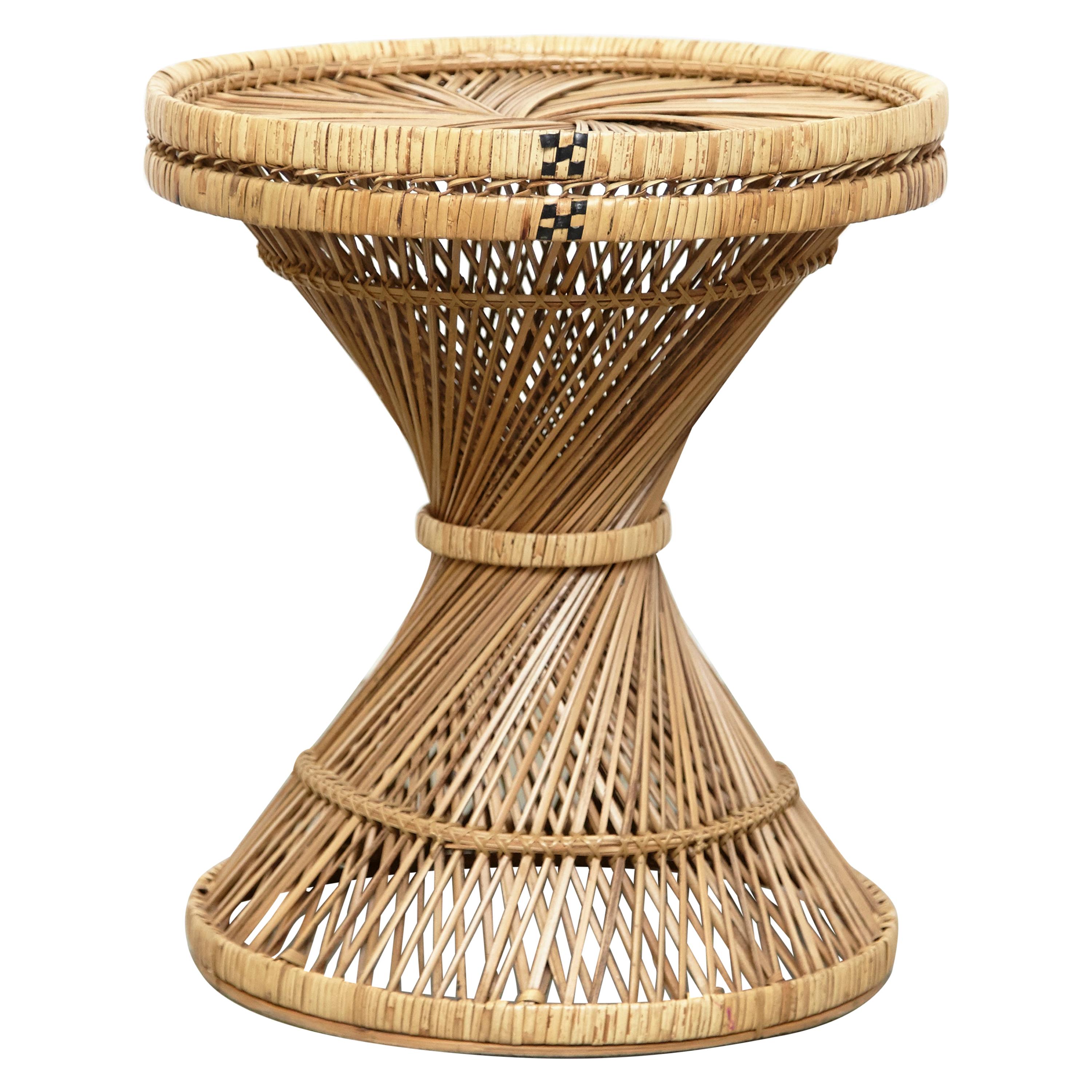 MidCentury Modern Rattan Stool / Side Table, circa 1960 at 1stDibs