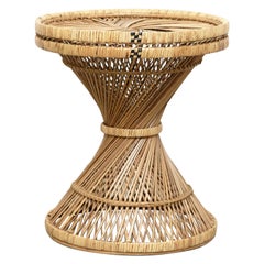 Mid-Century Modern Rattan Stool / Side Table, circa 1960
