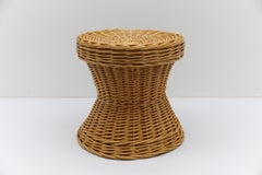 The Moderns Modern Rattan Stool with A Space, Italy 1960s (tabouret en rotin avec espace de rangement)