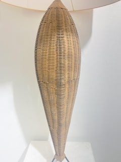 Mid-Century Modern Rattan Table Lamp, Italy, 1970s