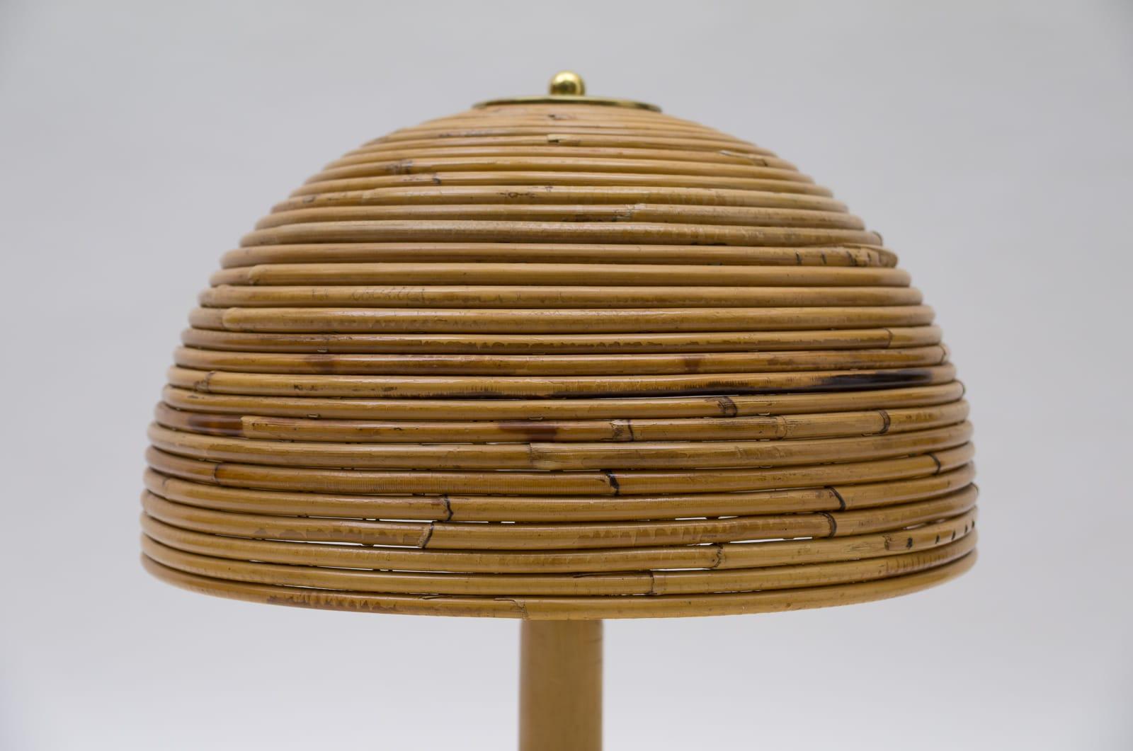 Italian Mid-Century Modern Rattan Table Lamp