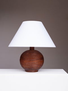 Lampada da tavolo in rattan della metà del secolo scorso - Lampada organica della Costa Azzurra - Anni '60