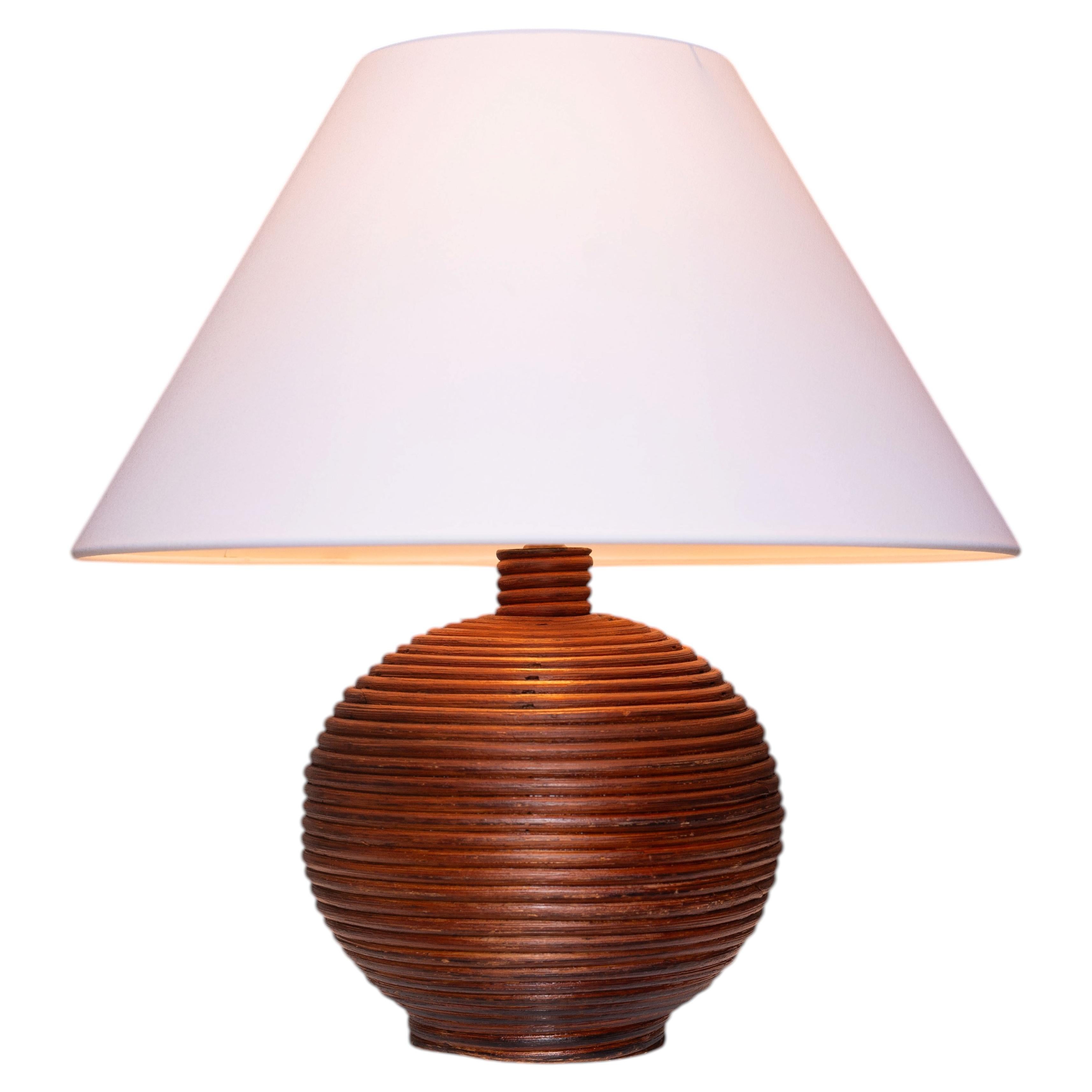 Lampada da tavolo in rattan della metà del secolo scorso - Lampada organica della Costa Azzurra - Anni '60