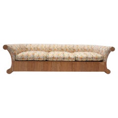 Mid-Century Modern Rattan Three Seater, Orignal Fabric, Italy