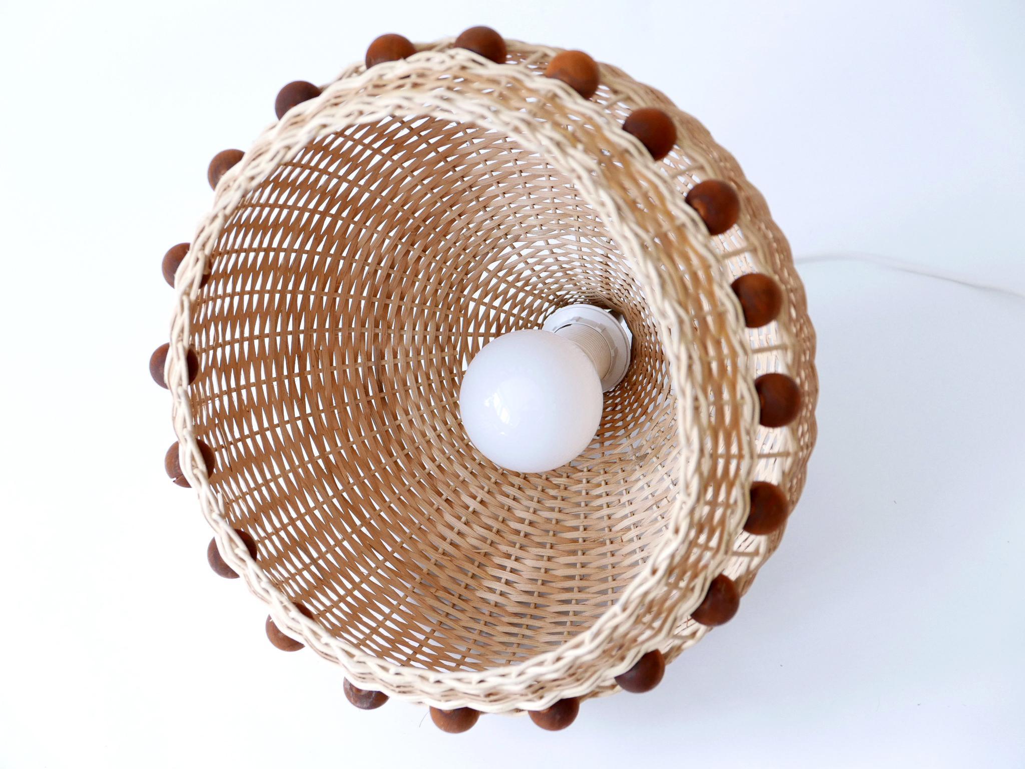 Mid-Century Modern Rattan Tulip Pendant Lamp or Hanging Light Germany 1960s For Sale 9