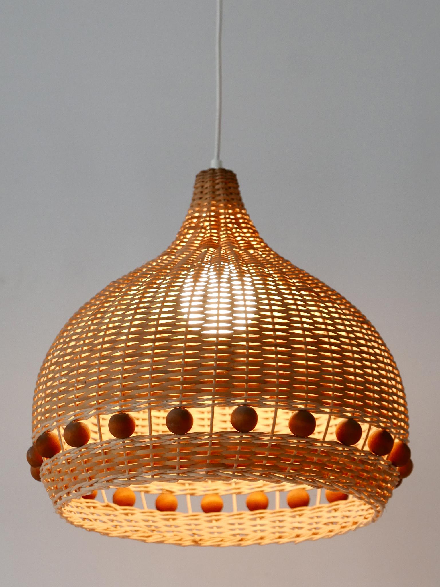 Mid-Century Modern Rattan Tulip Pendant Lamps or Hanging Lights Germany 1960s For Sale 6