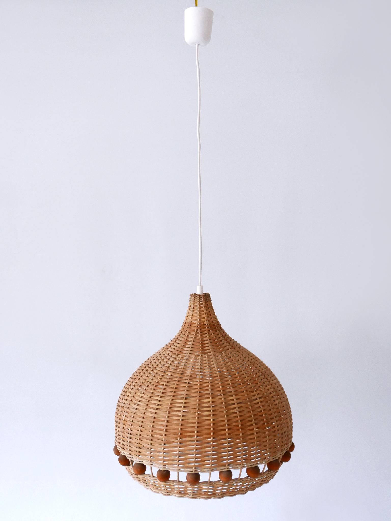 Mid-Century Modern Rattan Tulip Pendant Lamps or Hanging Lights Germany 1960s For Sale 8