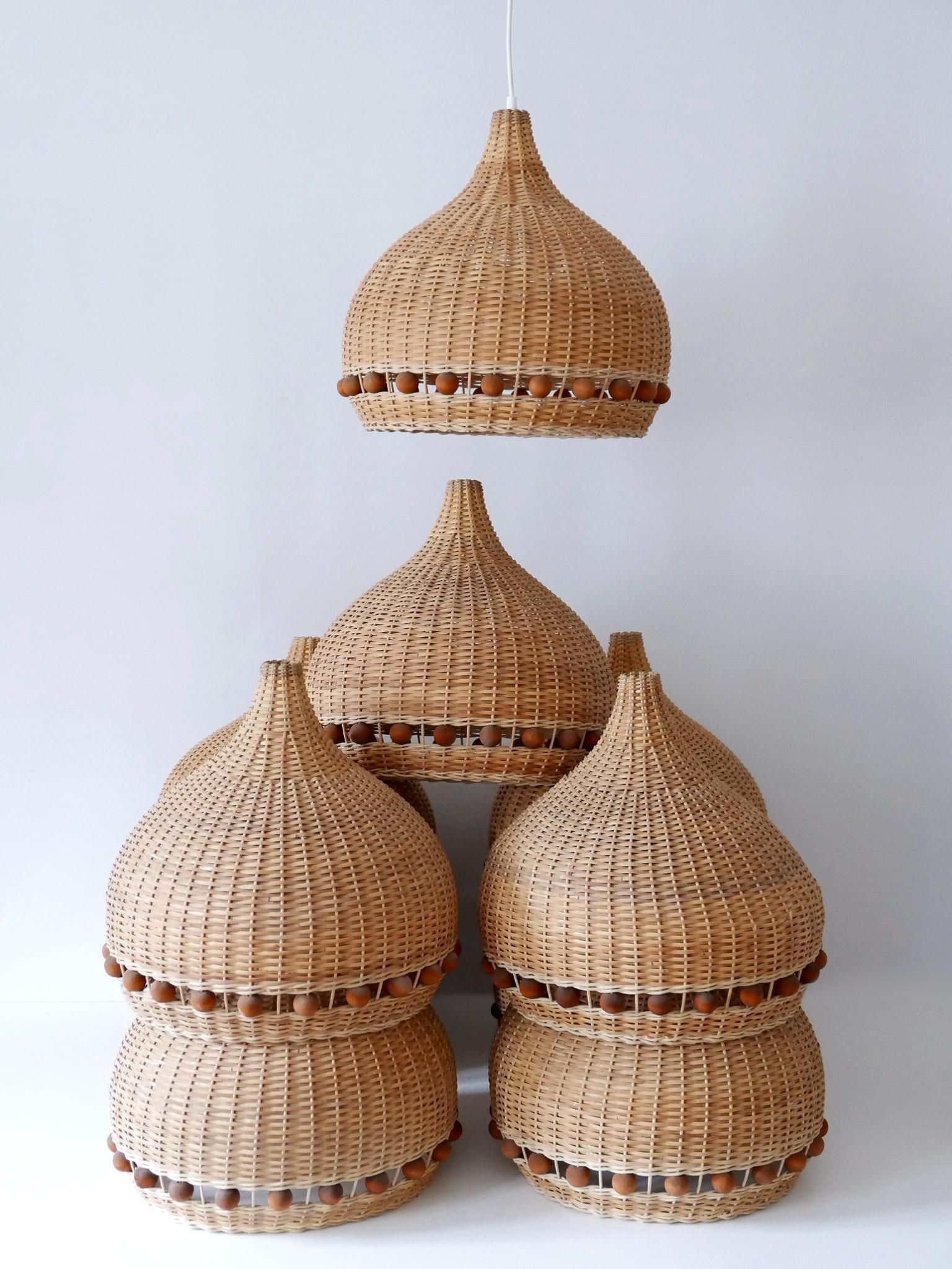 Mid-Century Modern Rattan Tulip Pendant Lamps or Hanging Lights Germany 1960s For Sale 10