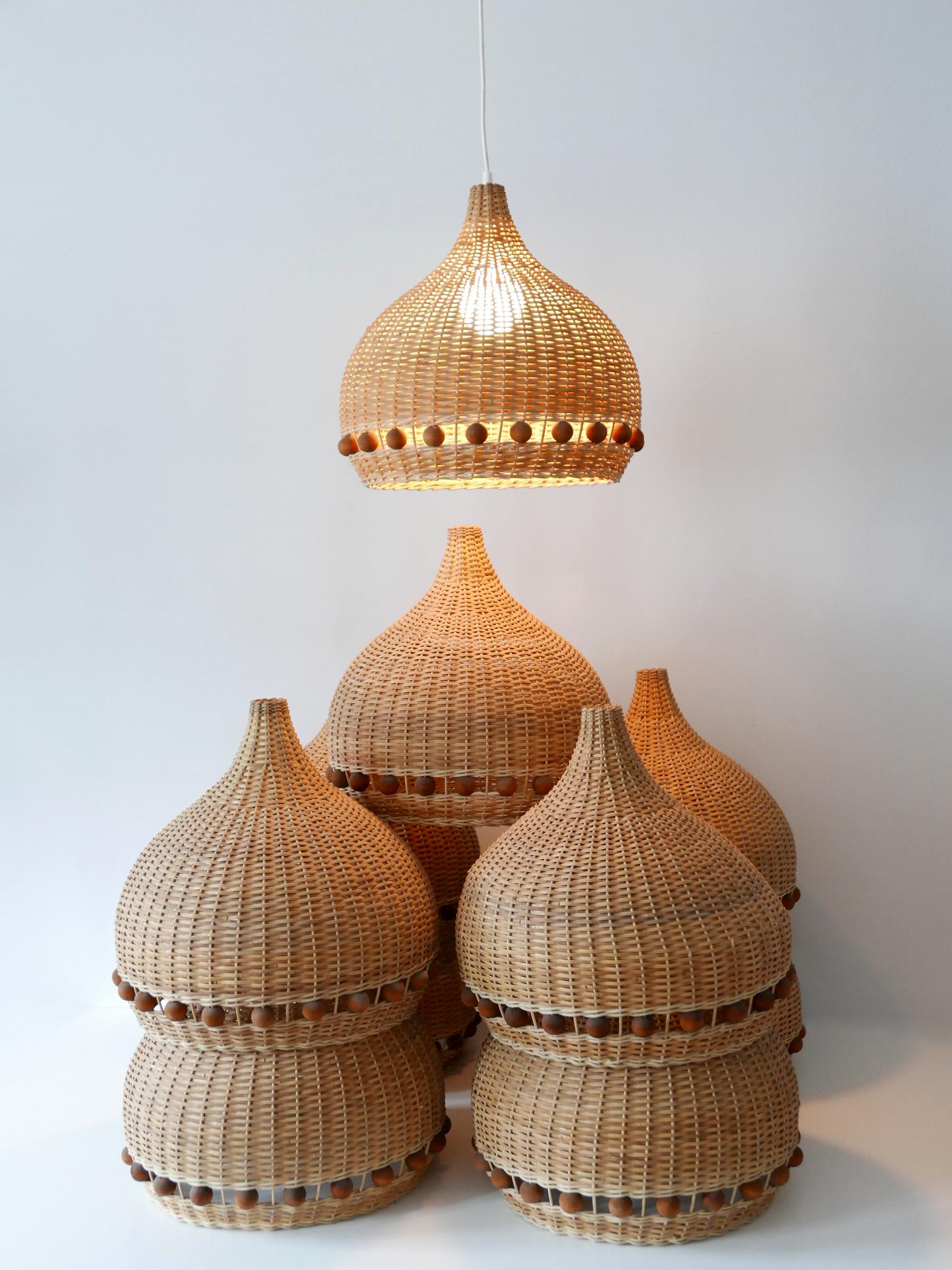 Mid-Century Modern Rattan Tulip Pendant Lamps or Hanging Lights Germany 1960s For Sale 11