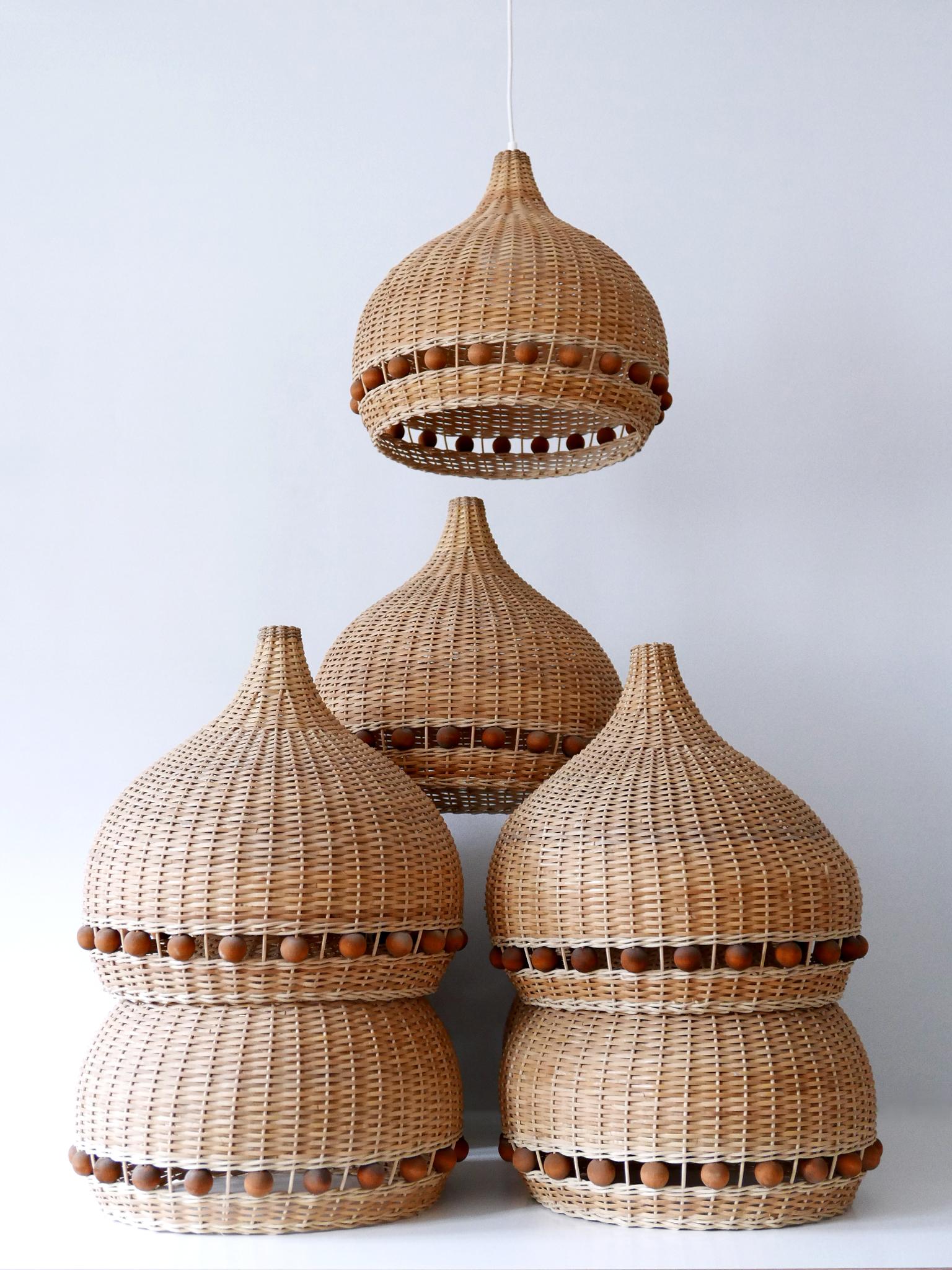 Mid-Century Modern Rattan Tulip Pendant Lamps or Hanging Lights Germany 1960s For Sale 12
