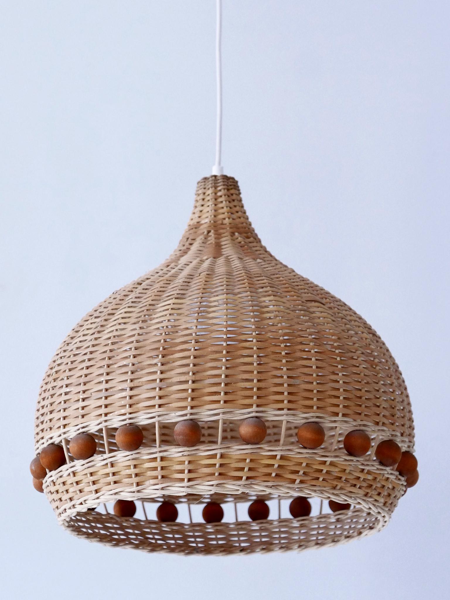 Mid-Century Modern Rattan Tulip Pendant Lamps or Hanging Lights Germany 1960s For Sale 5