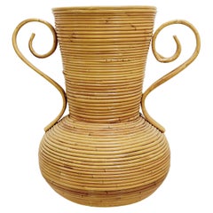 Mid Century Modern Rattan vase/Amphora by Vivai del Sud, Rome, Italy