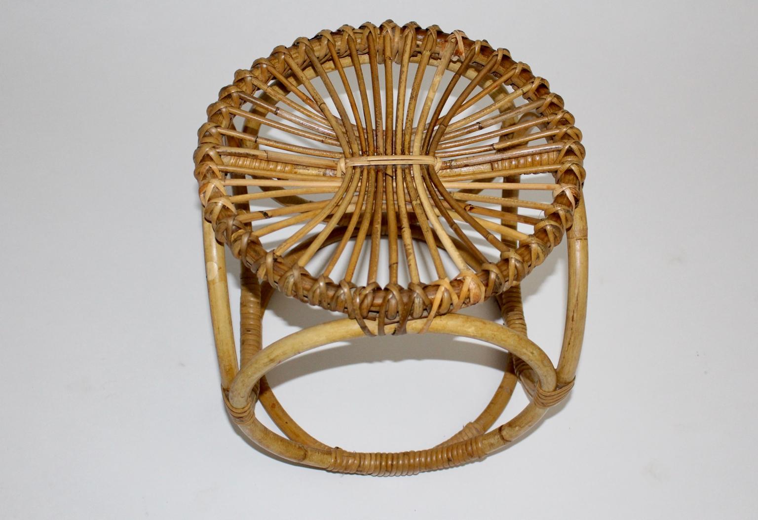 vintage rattan stool