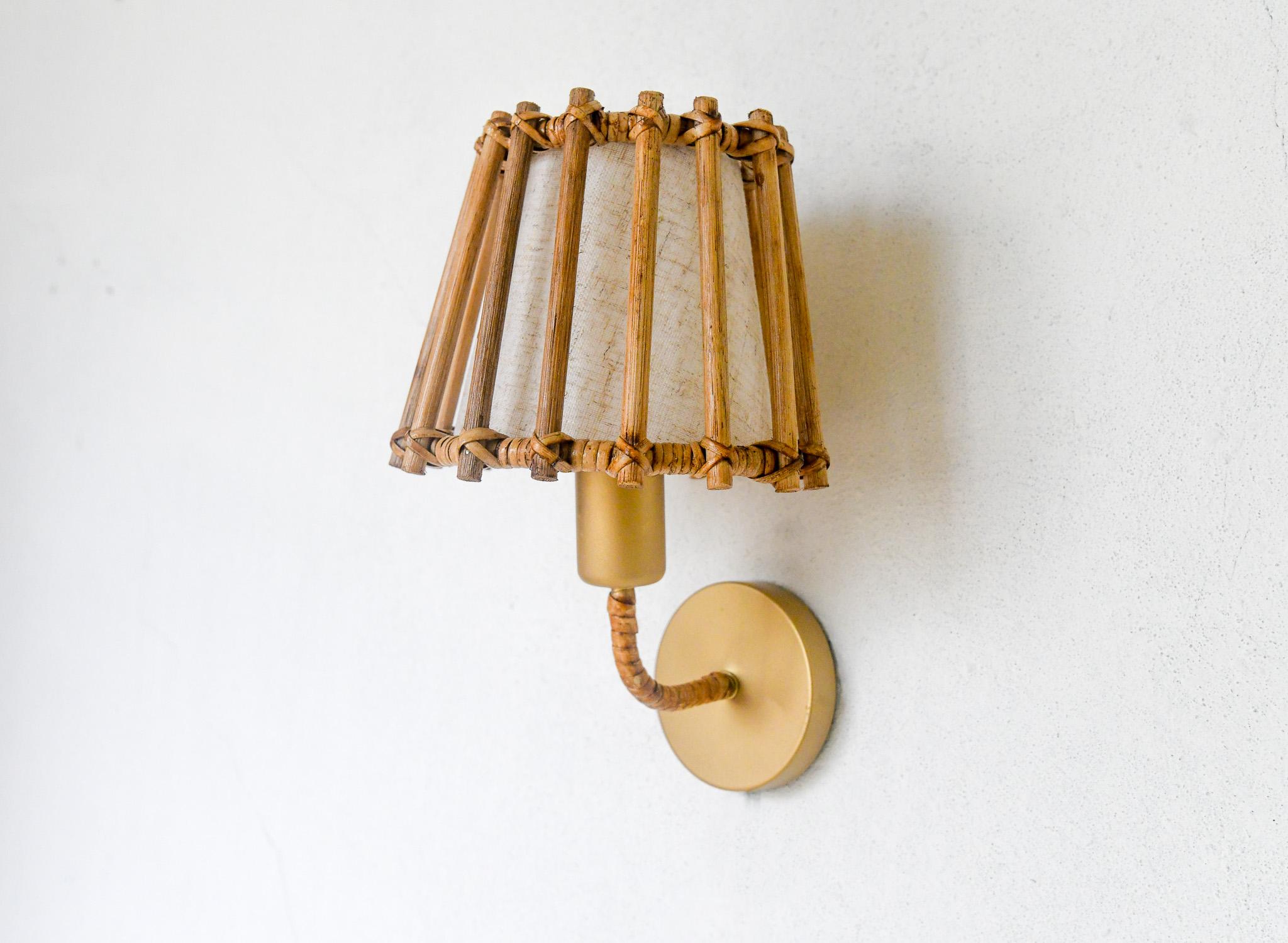Mid-Century Modern Mid century modern rattan wall lamp For Sale