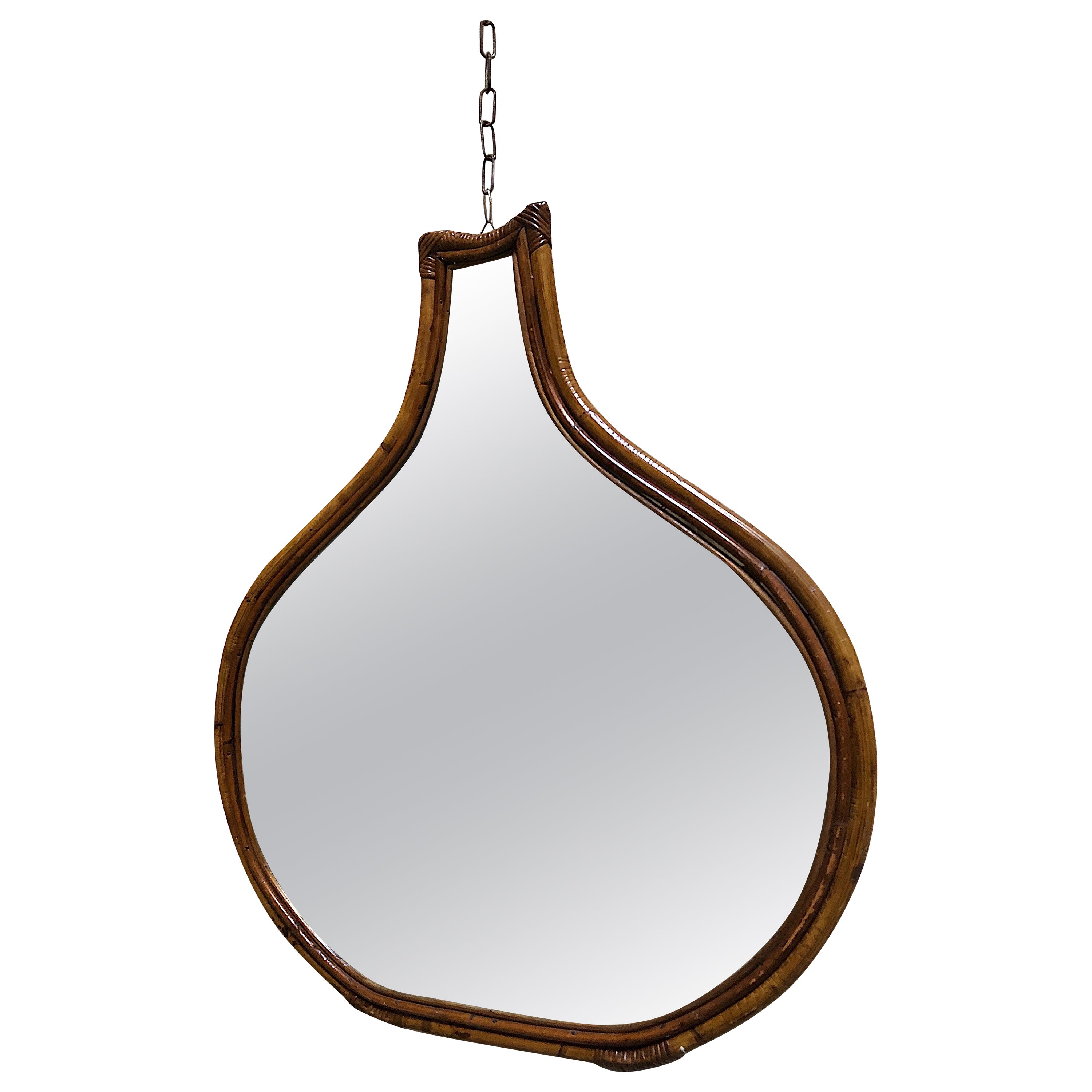 Mid-century modern rattan wall mirror