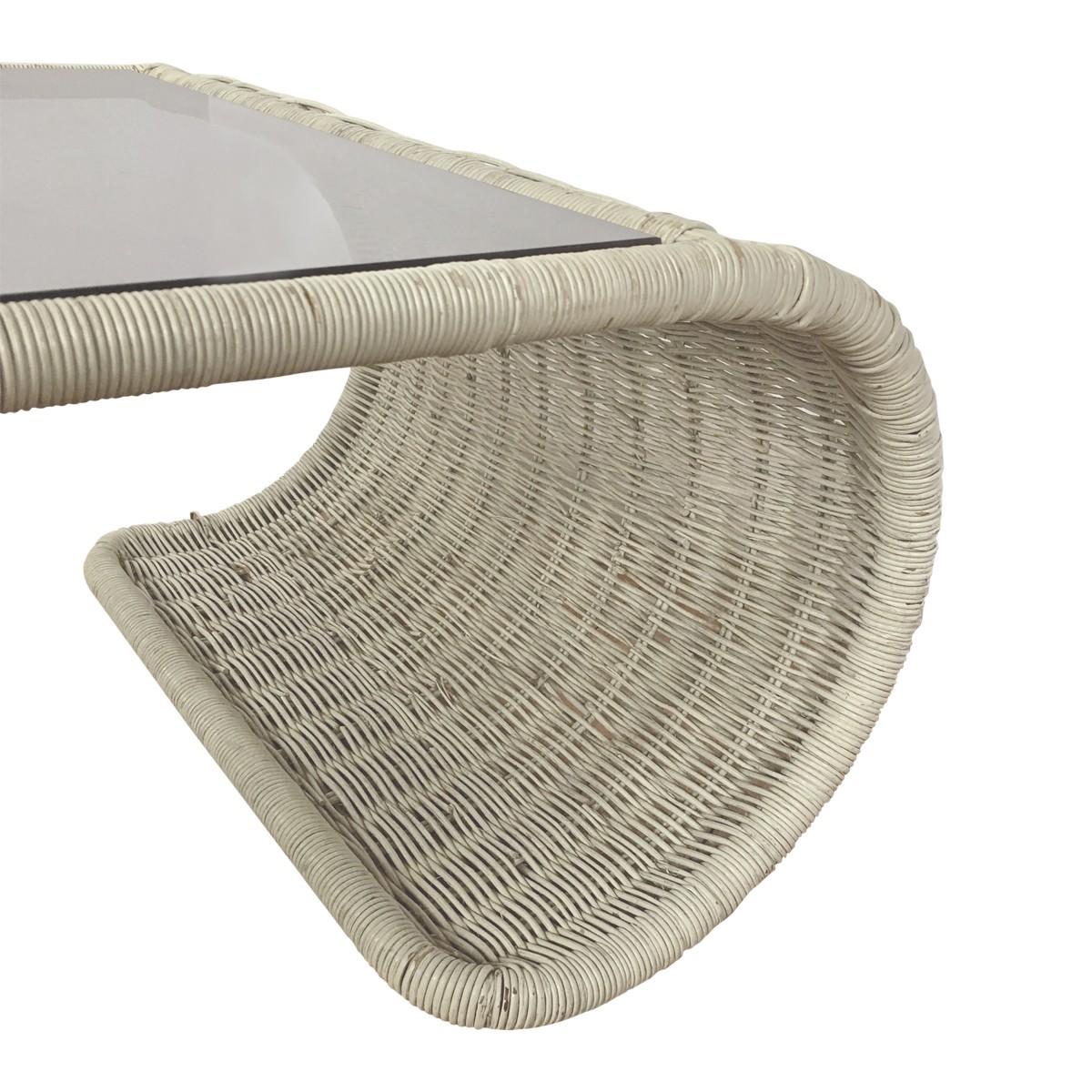 wicker and glass coffee table