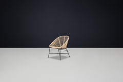 Mid-Century Modern Rattan, Wicker & Metal Chair, Italy, 1960s
