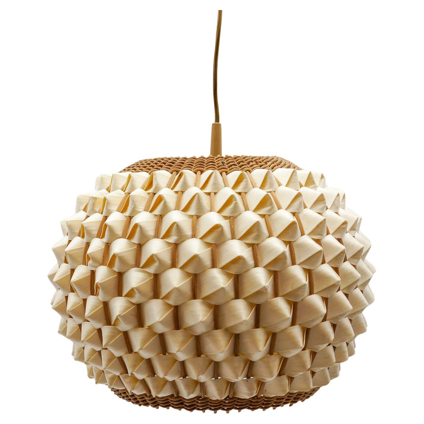 Mid-Century Modern Rattan Wicker Pendant Light, 1960s Italy
