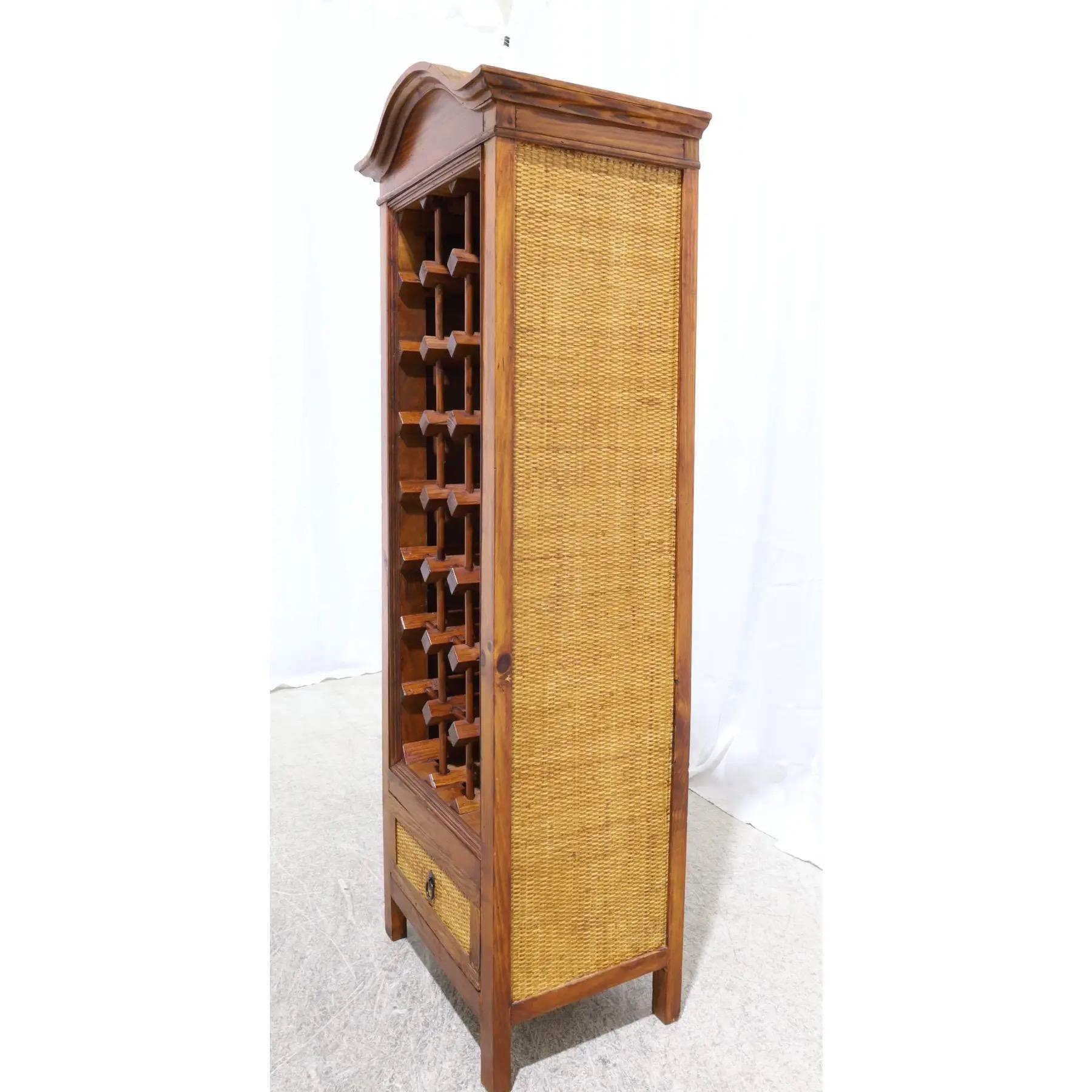 American Mid-Century Modern Rattan Wine Rack For Sale