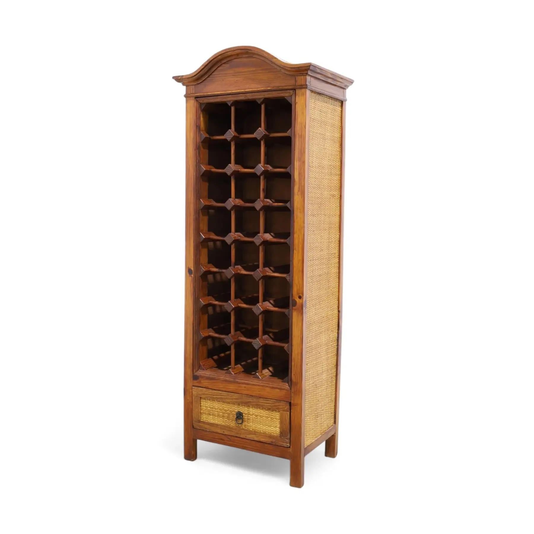 Reed Mid-Century Modern Rattan Wine Rack For Sale