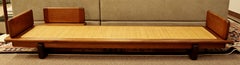Mid Century Modern Rattan & Wood Long & Low Bench Seat by Cranbrook Artist 1960s