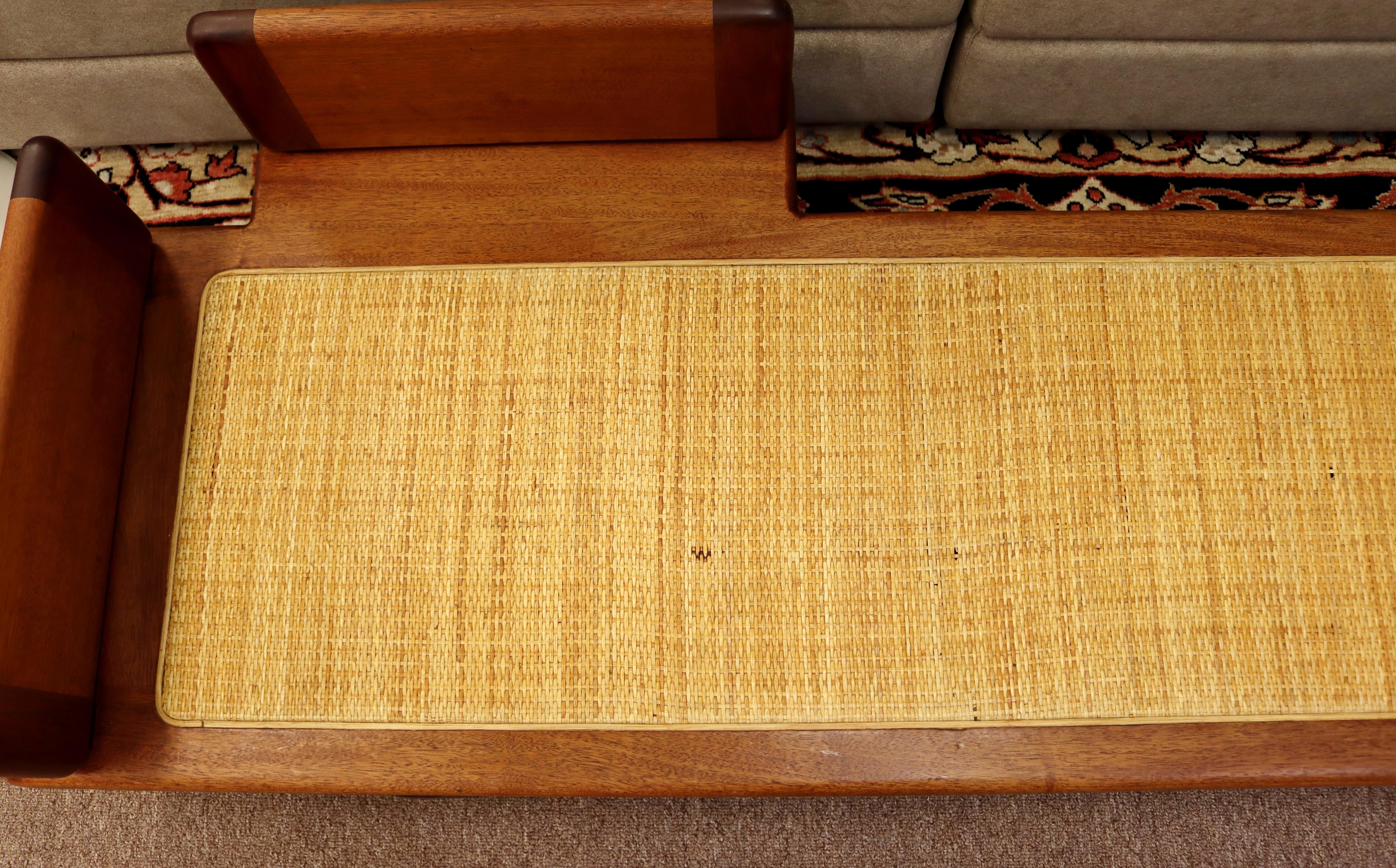 Mid-20th Century Mid Century Modern Rattan & Wood Long & Low Bench Seat by Cranbrook Artist 1960s