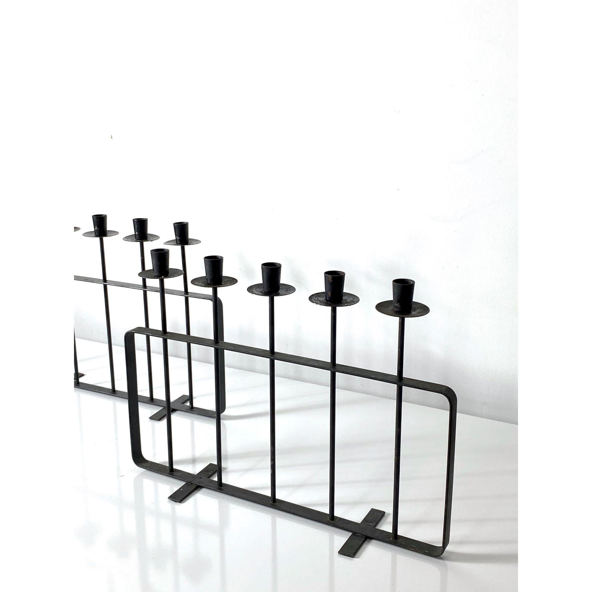 Mid Century Modern Ravenware Iron Candelabras by Richard Galef, circa 1950s In Good Condition For Sale In Troy, MI