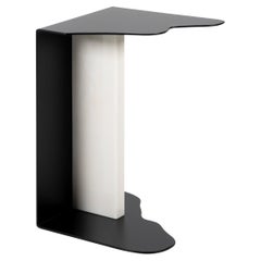 Mid-Century Modern Raw Side Table, Calacatta Marble, Handmade by Greenapple