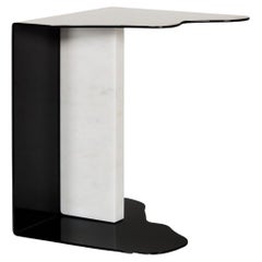 Mid-Century Modern Raw Marble Side Table, Calacatta, Handmade by Greenapple