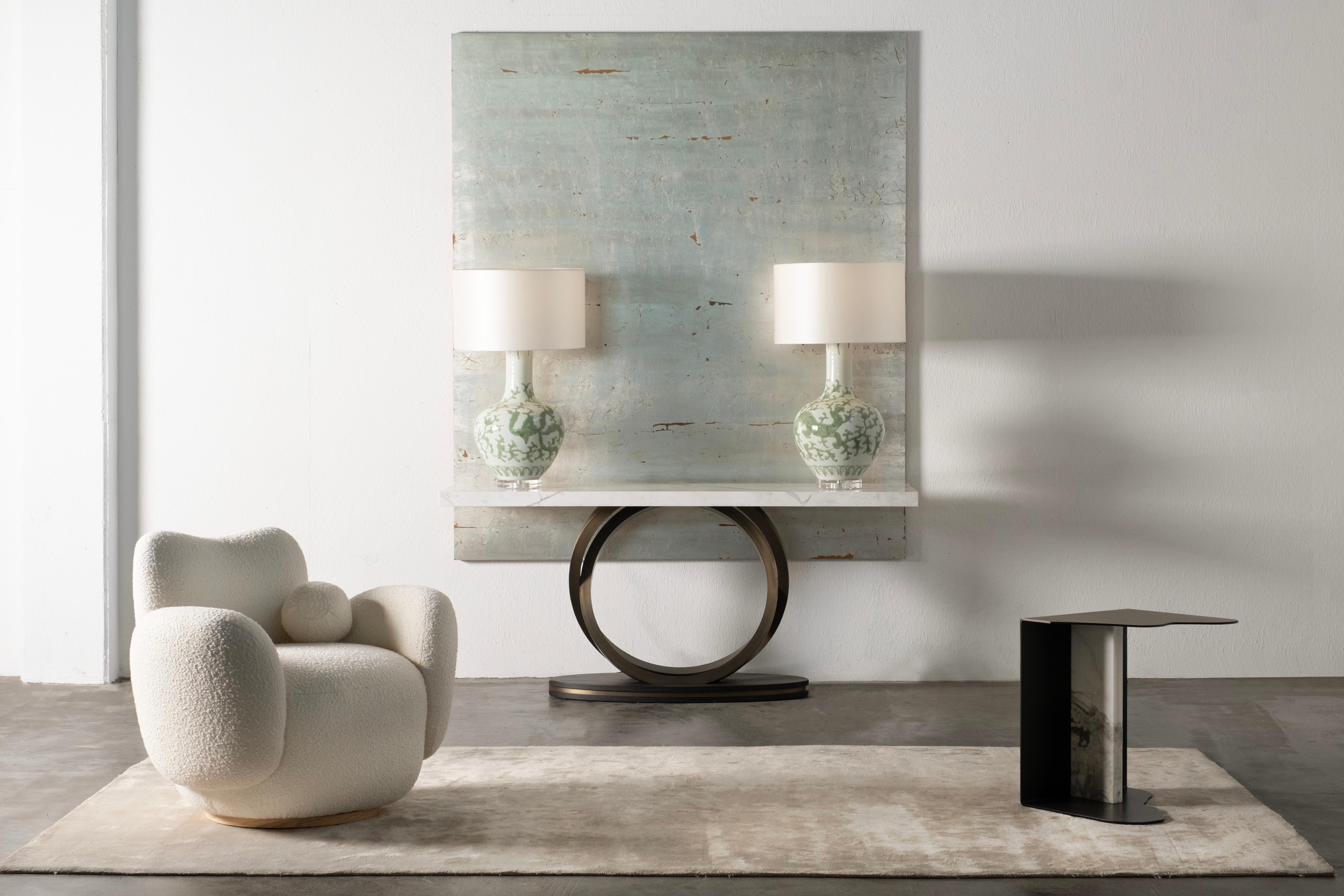 Mid-Century Modern Raw Side Table, Sahara Noir Marble, Handmade by Greenapple For Sale 12