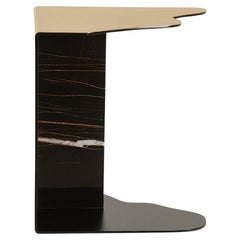 Mid-Century Modern Raw Side Table, Sahara Noir Marble, Handmade by Greenapple