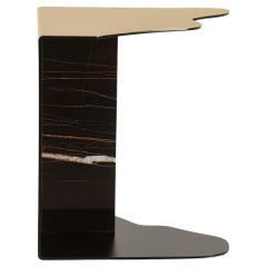 Mid-Century Modern Raw Side Table, Sahara Noir Marble, Handmade by Greenapple