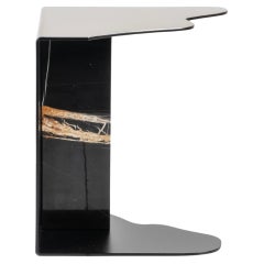 Mid-Century Modern Raw Side Table, Sahara Noir Marble, Handmade by Greenapple